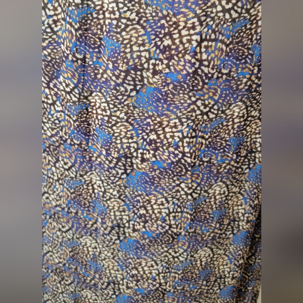 Bl^nk London Anthropologie Midi Dress Womens S Black Blue Tan Animal Print Boho - Picture 8 of 15